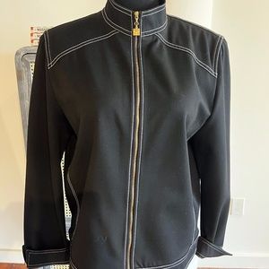St. John Sport By Marie Gray Black Jacket with Zipper